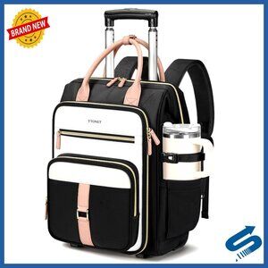 Rolling Laptop Backpack with Wheels Travel Carry On Underseat Luggage Teacher